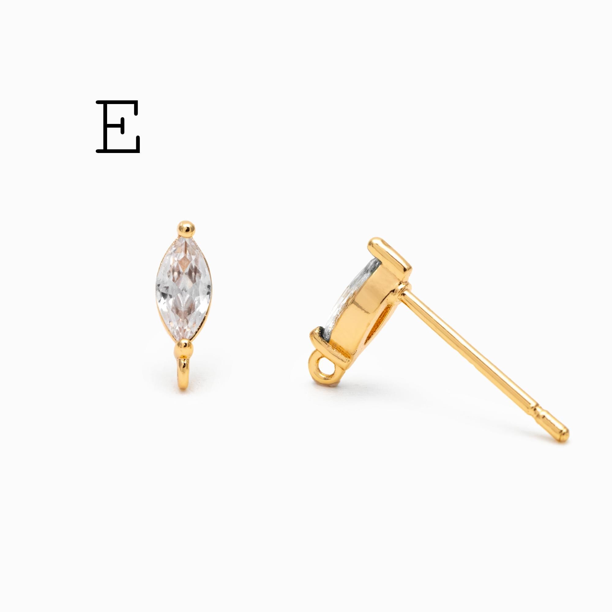 4pcs CZ Pave Gold Dainty Earrings, 18K Gold plated Brass, Earring Findings, Jewelry Making, Diy Material, Jewelry Supplies (GB-310)